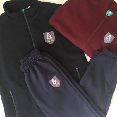 Custom made embroidered printed track pant jacket kool and the crew promotional merchandise